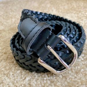 VTG 🌿 40” Black Silver Braided Leather Belt